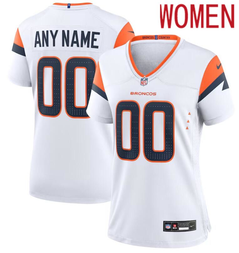 Women Denver Broncos Nike White Custom Game 2024 NFL Jersey